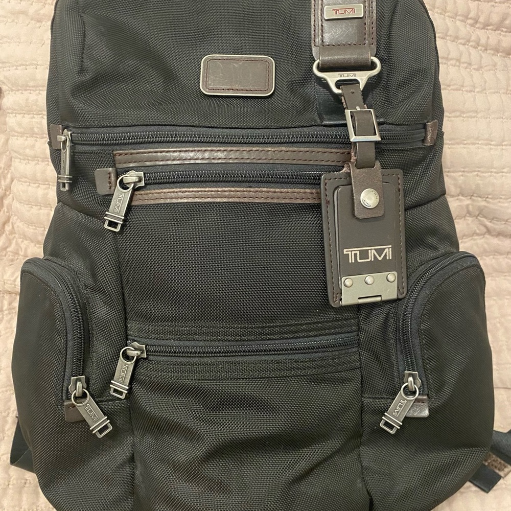 TUMI Charcoal Men's Backpack with Leather detail